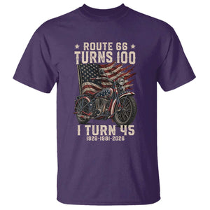 Route Highway 66 Turns 100 I Turn 45 T Shirt Vintage 1981 American Classic V-Twin Motorcycle Lover 45th Birthday Gift