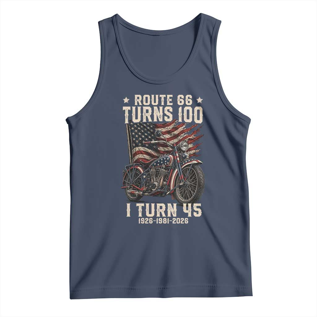 Route Highway 66 Turns 100 I Turn 45 Tank Top Vintage 1981 American Classic V-Twin Motorcycle Lover 45th Birthday Gift