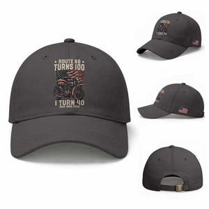 Route Highway 66 Turns 100 I Turn 40 Baseball Cap Vintage 1986 American Classic V-Twin Motorcycle Lover 40th Birthday Gift