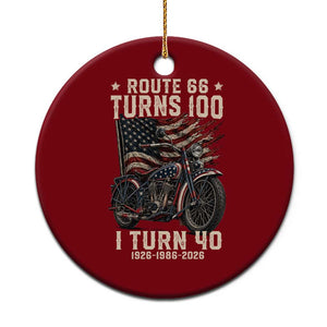 Route Highway 66 Turns 100 I Turn 40 Ceramic Ornament Vintage 1986 American Classic V-Twin Motorcycle Lover 40th Birthday Gift