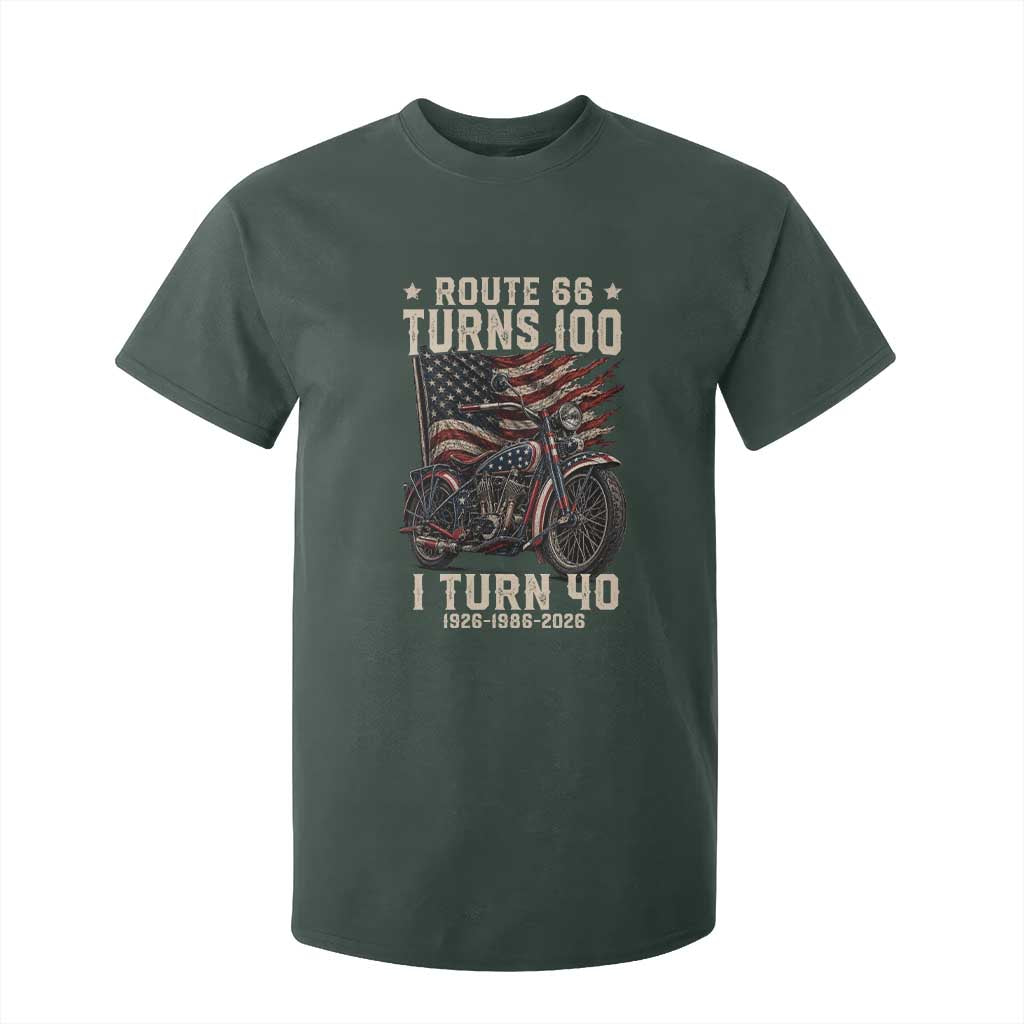 Route Highway 66 Turns 100 I Turn 40 T Shirt For Kid Vintage 1986 American Classic V-Twin Motorcycle Lover 40th Birthday Gift