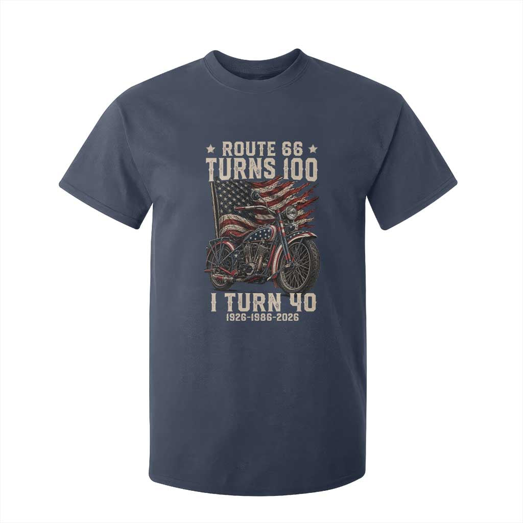 Route Highway 66 Turns 100 I Turn 40 T Shirt For Kid Vintage 1986 American Classic V-Twin Motorcycle Lover 40th Birthday Gift