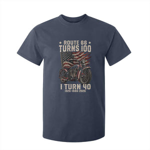 Route Highway 66 Turns 100 I Turn 40 T Shirt For Kid Vintage 1986 American Classic V-Twin Motorcycle Lover 40th Birthday Gift
