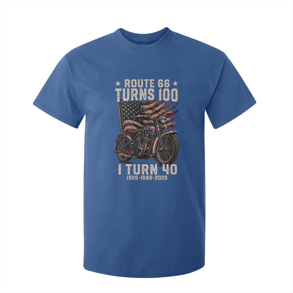 Route Highway 66 Turns 100 I Turn 40 T Shirt For Kid Vintage 1986 American Classic V-Twin Motorcycle Lover 40th Birthday Gift