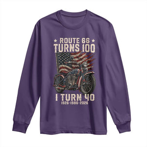 Route Highway 66 Turns 100 I Turn 40 Long Sleeve Shirt Vintage 1986 American Classic V-Twin Motorcycle Lover 40th Birthday Gift