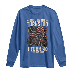 Route Highway 66 Turns 100 I Turn 40 Long Sleeve Shirt Vintage 1986 American Classic V-Twin Motorcycle Lover 40th Birthday Gift