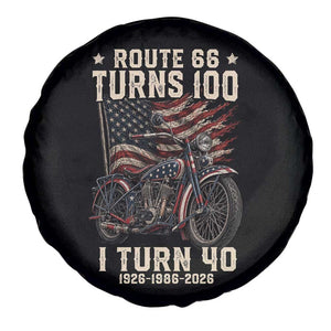 Route Highway 66 Turns 100 I Turn 40 Spare Tire Cover Vintage 1986 American Classic V-Twin Motorcycle Lover 40th Birthday Gift