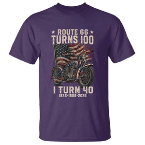 Route Highway 66 Turns 100 I Turn 40 T Shirt Vintage 1986 American Classic V-Twin Motorcycle Lover 40th Birthday Gift