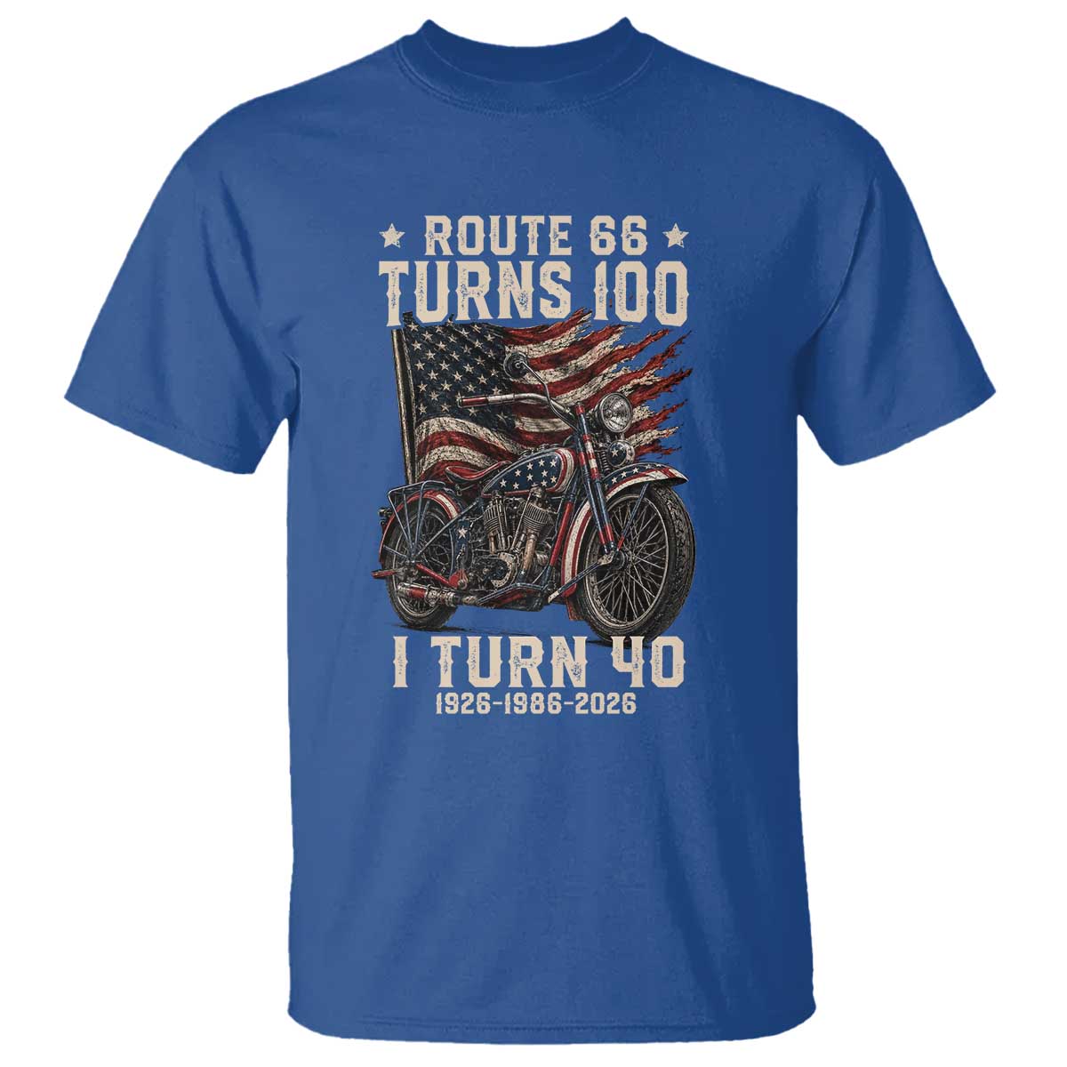 Route Highway 66 Turns 100 I Turn 40 T Shirt Vintage 1986 American Classic V-Twin Motorcycle Lover 40th Birthday Gift