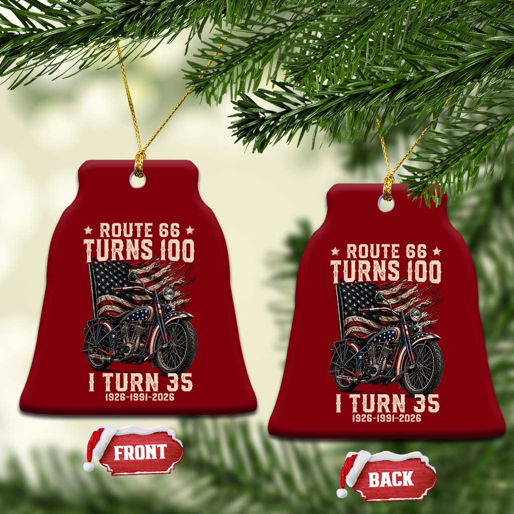 Route Highway 66 Turns 100 I Turn 35 Ceramic Ornament Vintage 1991 American Clasic V-Twin Motorcycle Lover 35th Birthday Gift