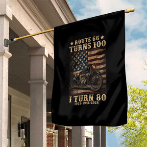 Route Highway 66 Turns 100 I Turn 80 Garden Flag Vintage 1946 American Motorcycle Lover 80th Birthday Gift