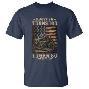 Route Highway 66 Turns 100 I Turn 80 T Shirt Vintage 1946 American Motorcycle Lover 80th Birthday Gift