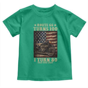Route Highway 66 Turns 100 I Turn 80 Toddler T Shirt Vintage 1946 American Motorcycle Lover 80th Birthday Gift