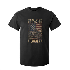 Route Highway 66 Turns 100 I Turn 75 T Shirt For Kid Vintage 1951 American Motorcycle Lover 75th Birthday Gift