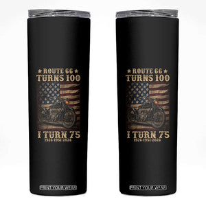 Route Highway 66 Turns 100 I Turn 75 Skinny Tumbler Vintage 1951 American Motorcycle Lover 75th Birthday Gift
