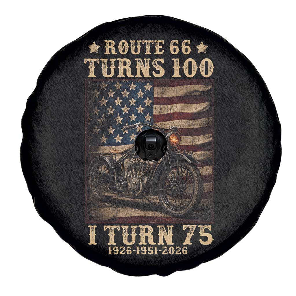 Route Highway 66 Turns 100 I Turn 75 Spare Tire Cover Vintage 1951 American Motorcycle Lover 75th Birthday Gift