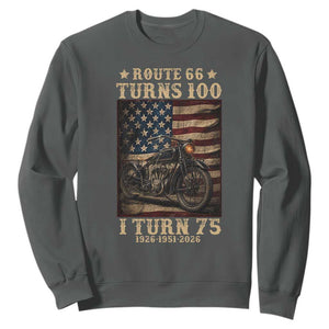 Route Highway 66 Turns 100 I Turn 75 Sweatshirt Vintage 1951 American Motorcycle Lover 75th Birthday Gift