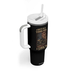 Route Highway 66 Turns 100 I Turn 75 Tumbler With Handle Vintage 1951 American Motorcycle Lover 75th Birthday Gift