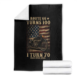 Route Highway 66 Turns 100 I Turn 70 Throw Blanket Vintage 1956 American Motorcycle Lover 70th Birthday Gift