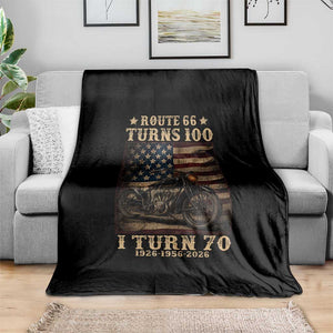 Route Highway 66 Turns 100 I Turn 70 Throw Blanket Vintage 1956 American Motorcycle Lover 70th Birthday Gift