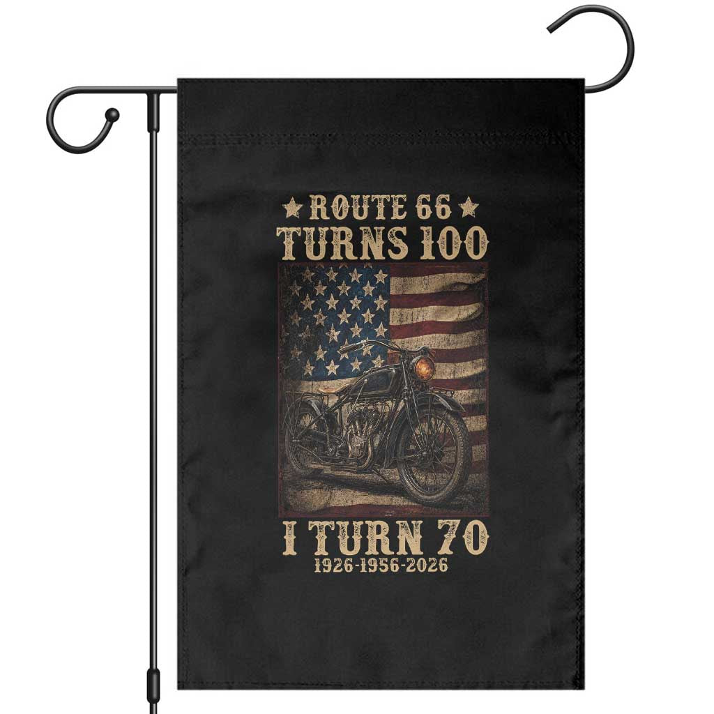 Route Highway 66 Turns 100 I Turn 70 Garden Flag Vintage 1956 American Motorcycle Lover 70th Birthday Gift TS14 Black Print Your Wear