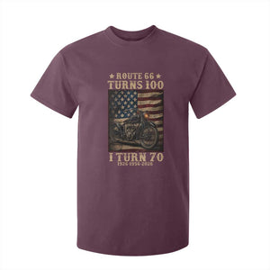Route Highway 66 Turns 100 I Turn 70 T Shirt For Kid Vintage 1956 American Motorcycle Lover 70th Birthday Gift