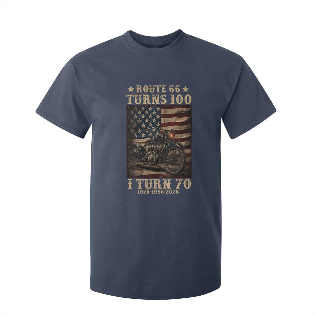 Route Highway 66 Turns 100 I Turn 70 T Shirt For Kid Vintage 1956 American Motorcycle Lover 70th Birthday Gift
