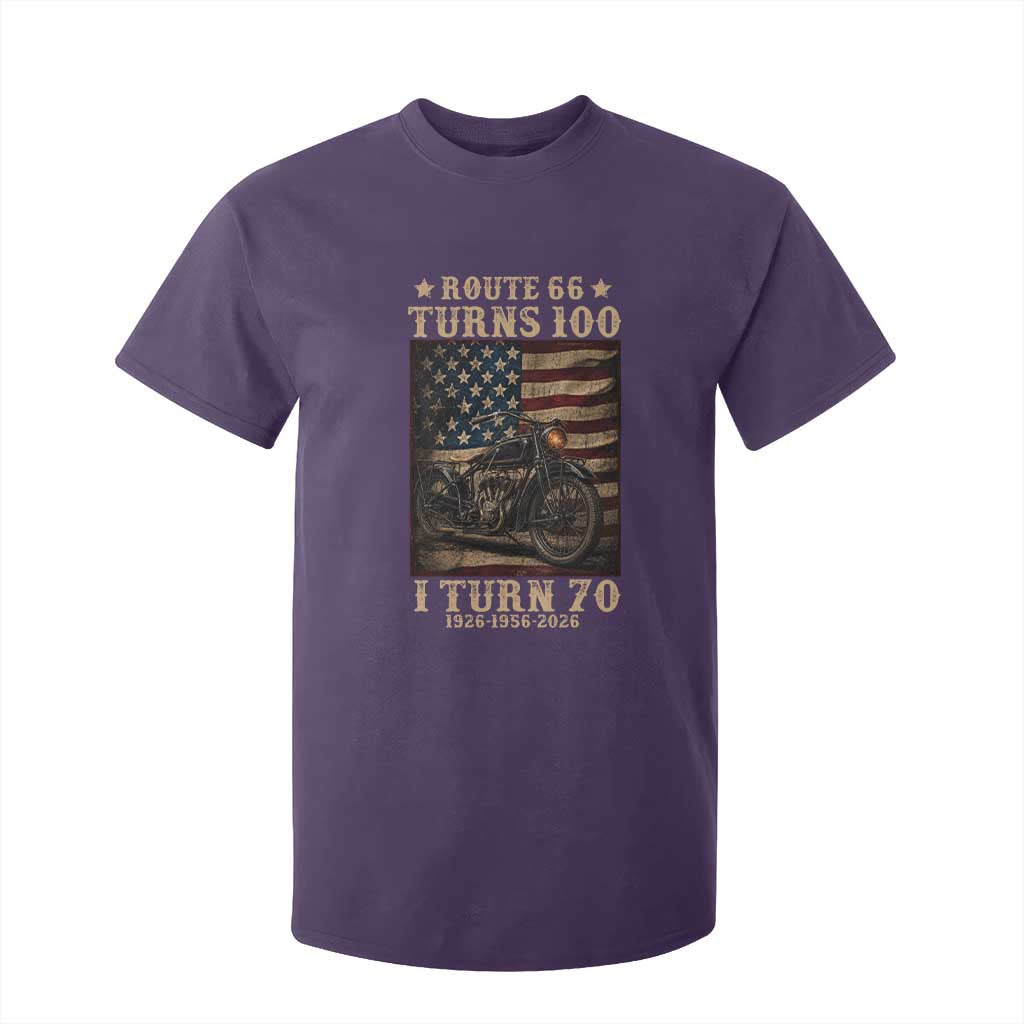 Route Highway 66 Turns 100 I Turn 70 T Shirt For Kid Vintage 1956 American Motorcycle Lover 70th Birthday Gift