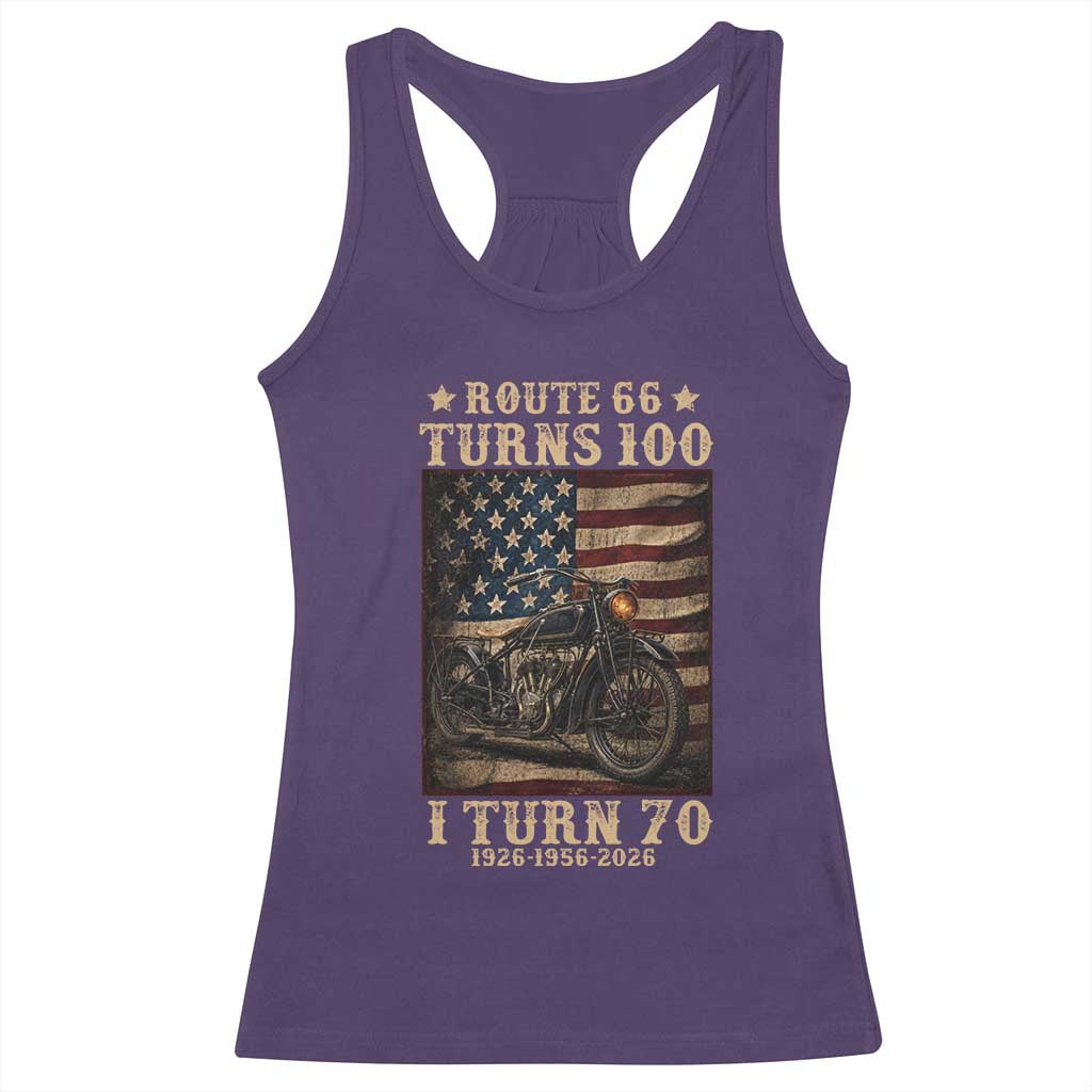 Route Highway 66 Turns 100 I Turn 70 Racerback Tank Top Vintage 1956 American Motorcycle Lover 70th Birthday Gift