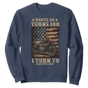Route Highway 66 Turns 100 I Turn 70 Sweatshirt Vintage 1956 American Motorcycle Lover 70th Birthday Gift