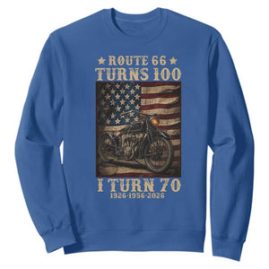 Route Highway 66 Turns 100 I Turn 70 Sweatshirt Vintage 1956 American Motorcycle Lover 70th Birthday Gift