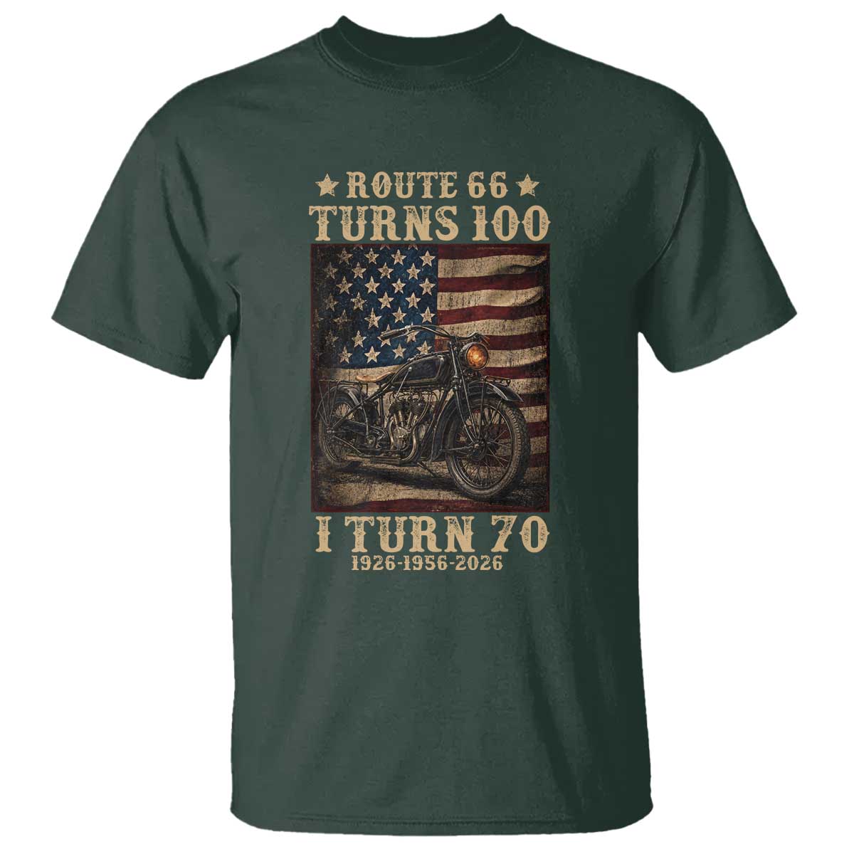 Route Highway 66 Turns 100 I Turn 70 T Shirt Vintage 1956 American Motorcycle Lover 70th Birthday Gift