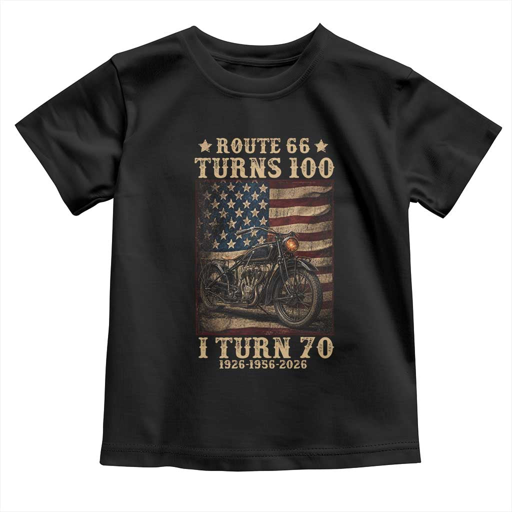 Route Highway 66 Turns 100 I Turn 70 Toddler T Shirt Vintage 1956 American Motorcycle Lover 70th Birthday Gift