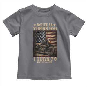 Route Highway 66 Turns 100 I Turn 70 Toddler T Shirt Vintage 1956 American Motorcycle Lover 70th Birthday Gift