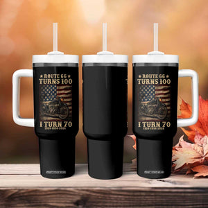 Route Highway 66 Turns 100 I Turn 70 Tumbler With Handle Vintage 1956 American Motorcycle Lover 70th Birthday Gift