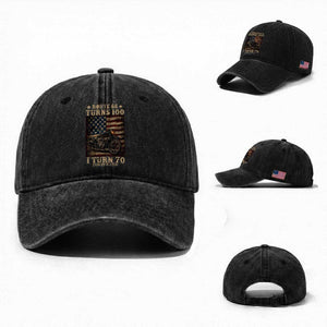 Route Highway 66 Turns 100 I Turn 70 Washed Cotton Baseball Cap Vintage 1956 American Motorcycle Lover 70th Birthday Gift