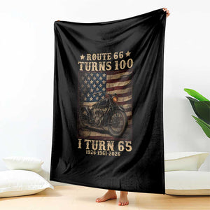 Route Highway 66 Turns 100 I Turn 65 Throw Blanket Vintage 1961 American Motorcycle Lover 65th Birthday Gift