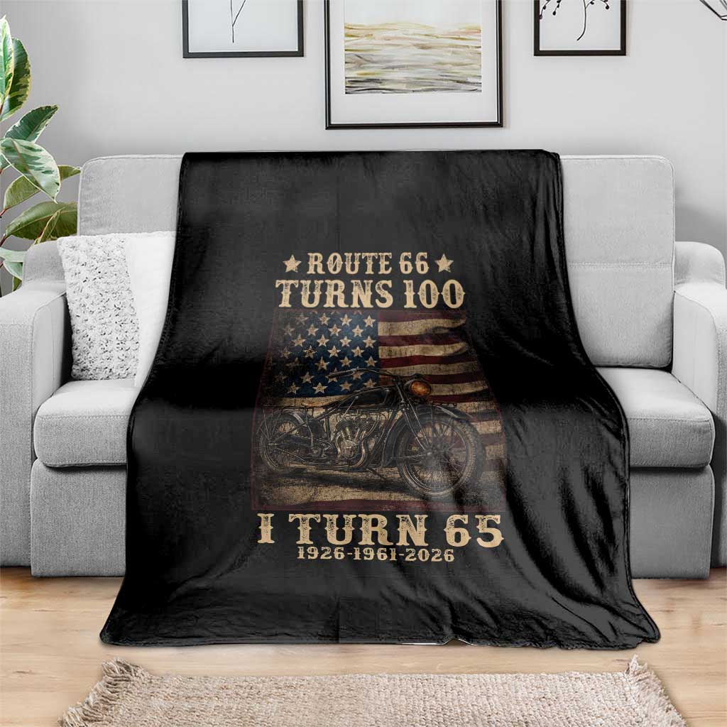 Route Highway 66 Turns 100 I Turn 65 Throw Blanket Vintage 1961 American Motorcycle Lover 65th Birthday Gift