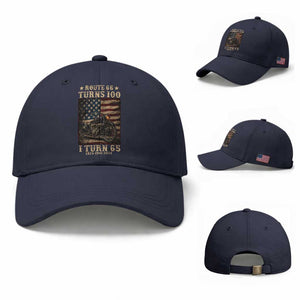 Route Highway 66 Turns 100 I Turn 65 Baseball Cap Vintage 1961 American Motorcycle Lover 65th Birthday Gift