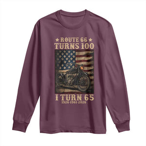 Route Highway 66 Turns 100 I Turn 65 Long Sleeve Shirt Vintage 1961 American Motorcycle Lover 65th Birthday Gift