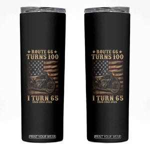 Route Highway 66 Turns 100 I Turn 65 Skinny Tumbler Vintage 1961 American Motorcycle Lover 65th Birthday Gift