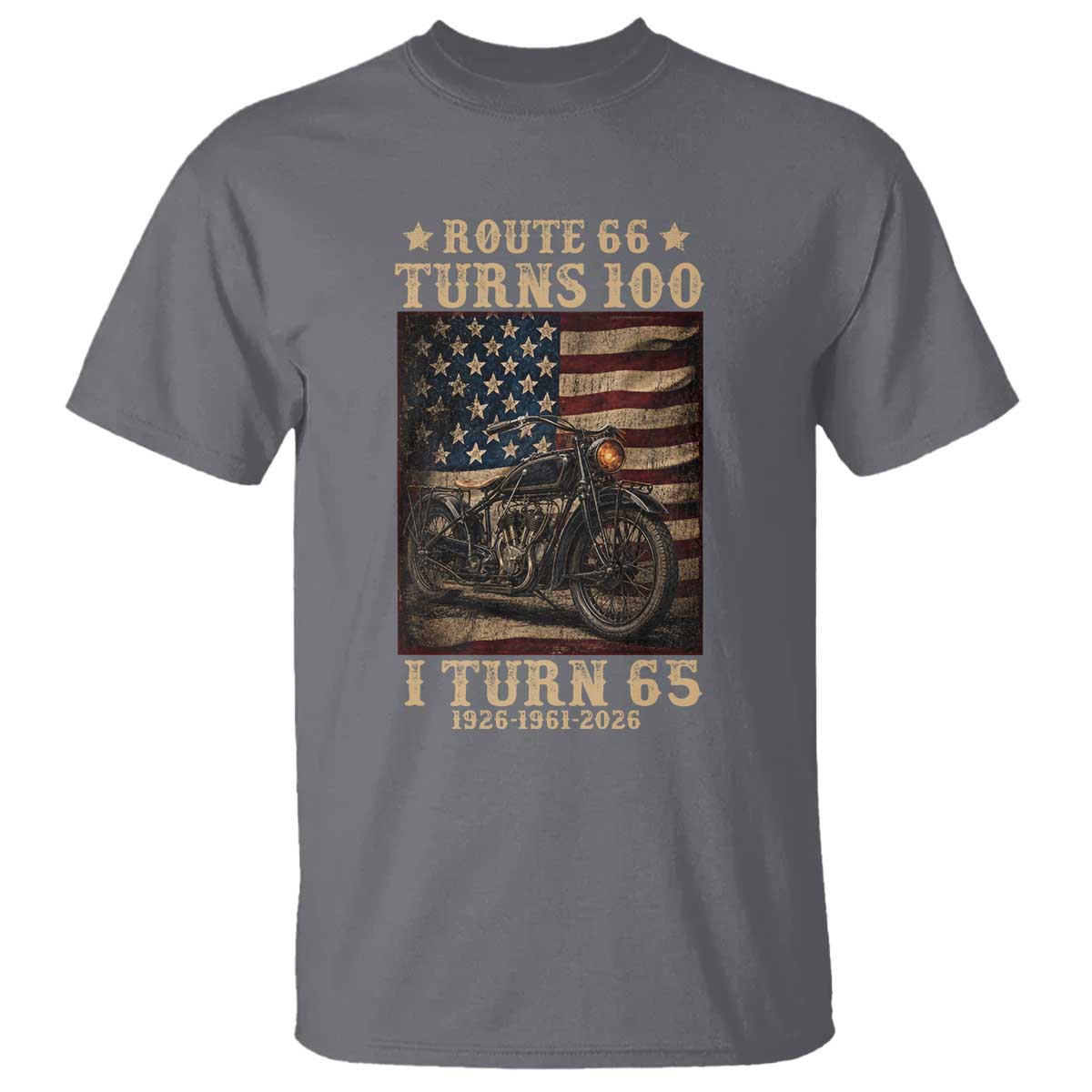 Route Highway 66 Turns 100 I Turn 65 T Shirt Vintage 1961 American Motorcycle Lover 65th Birthday Gift