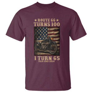 Route Highway 66 Turns 100 I Turn 65 T Shirt Vintage 1961 American Motorcycle Lover 65th Birthday Gift