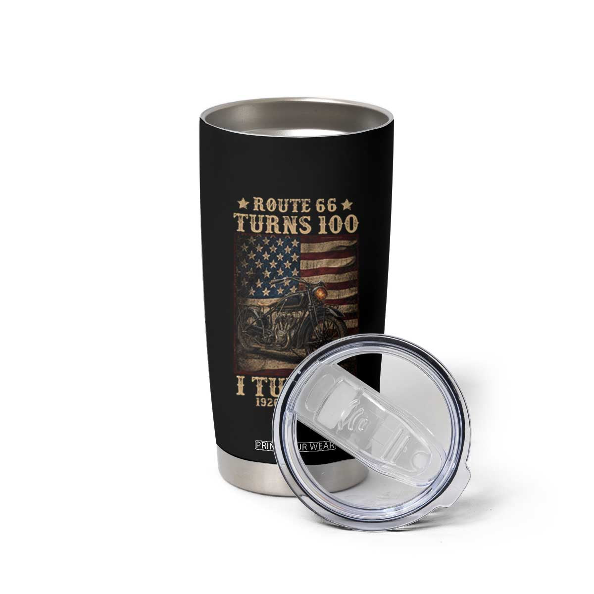 Route Highway 66 Turns 100 I Turn 65 Tumbler Cup Vintage 1961 American Motorcycle Lover 65th Birthday Gift