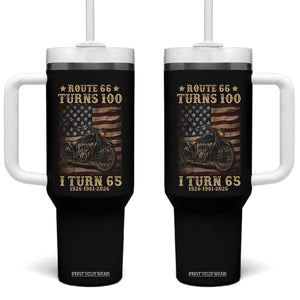 Route Highway 66 Turns 100 I Turn 65 Tumbler With Handle Vintage 1961 American Motorcycle Lover 65th Birthday Gift