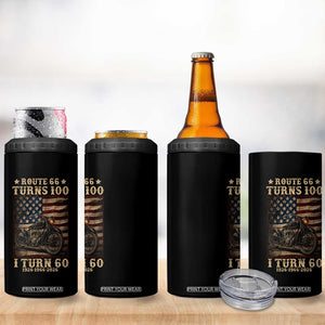 Route Highway 66 Turns 100 I Turn 60 4 in 1 Can Cooler Tumbler Vintage 1966 American Motorcycle Lover 60th Birthday Gift