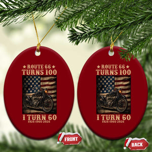 Route Highway 66 Turns 100 I Turn 60 Ceramic Ornament Vintage 1966 American Motorcycle Lover 60th Birthday Gift