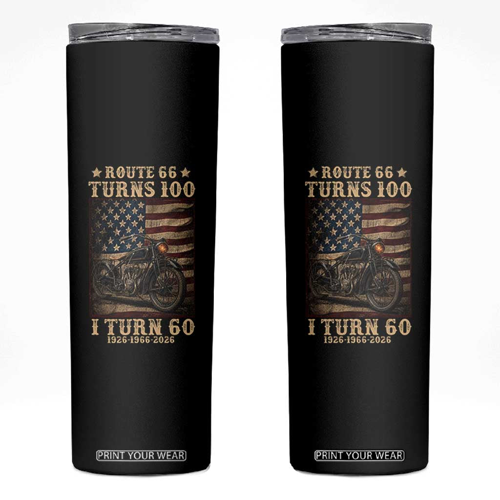 Route Highway 66 Turns 100 I Turn 60 Skinny Tumbler Vintage 1966 American Motorcycle Lover 60th Birthday Gift