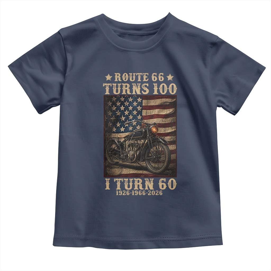 Route Highway 66 Turns 100 I Turn 60 Toddler T Shirt Vintage 1966 American Motorcycle Lover 60th Birthday Gift