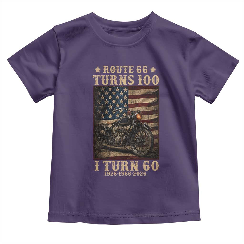 Route Highway 66 Turns 100 I Turn 60 Toddler T Shirt Vintage 1966 American Motorcycle Lover 60th Birthday Gift
